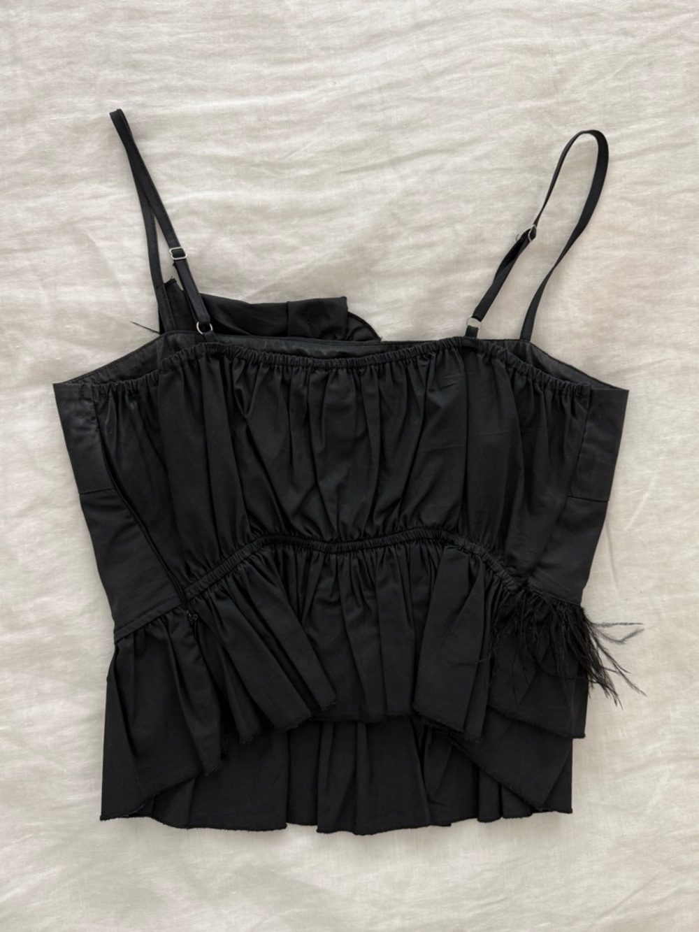 Feather Detail Black Camisole - Picture 3 of 4